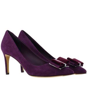 SALVATORE FERRAGAMO Blackberry Zeri 70 Suede Calf Point-Toe Pumps Women's Shoes